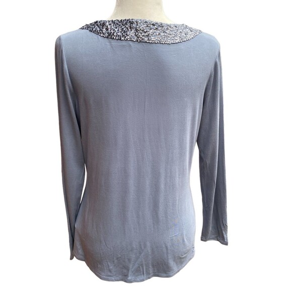 Boden Dusty Blue Gray Sequin V-Neck Top Size 8 M NWT Party Evening Date Night - Picture 4 of 8